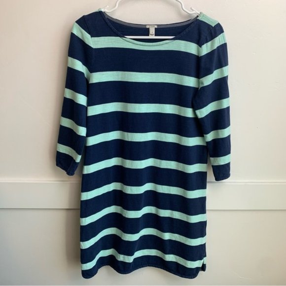 J. Crew Blue & Mint Green Striped Shirttail Dress - Picture 2 of 10
